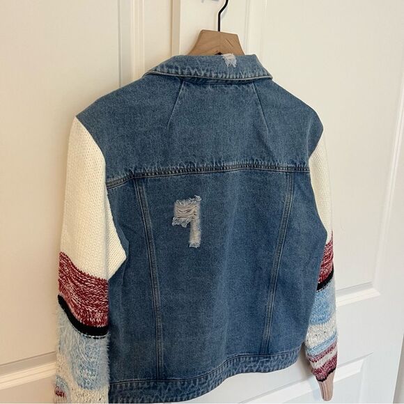 Anthropologie Avec Les Filles Sweater-Sleeved Denim
Trucker Jacket NEW Medium - Picture 10 of 15